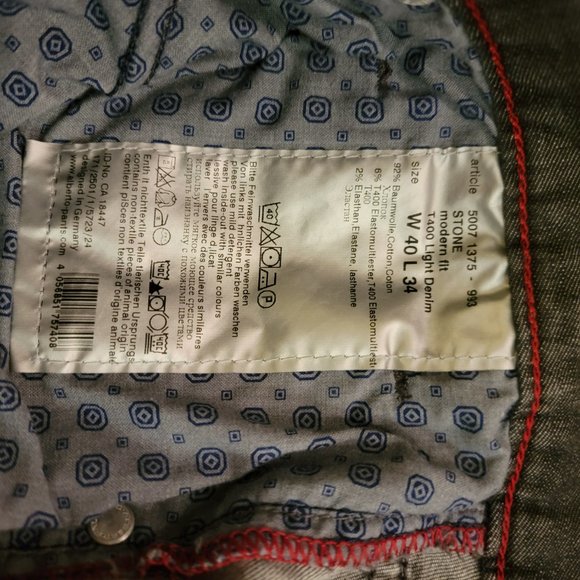 Alberto Luxury T400 Stone Denim Jeans - Modern Fit Size 40x34 - Picture 6 of 7